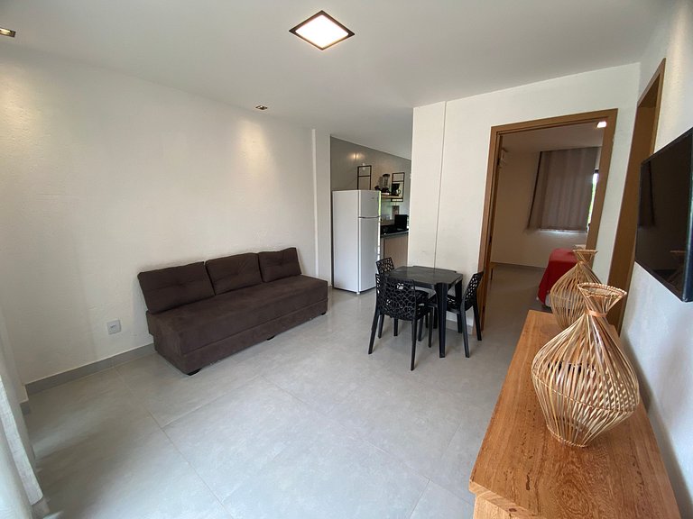 Visgo: Apartamento com dormitório, sala e piscina